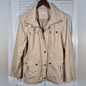 Michael Kors Utility Tan Gold Tone Hardware Lightweight Jacket Sz XL